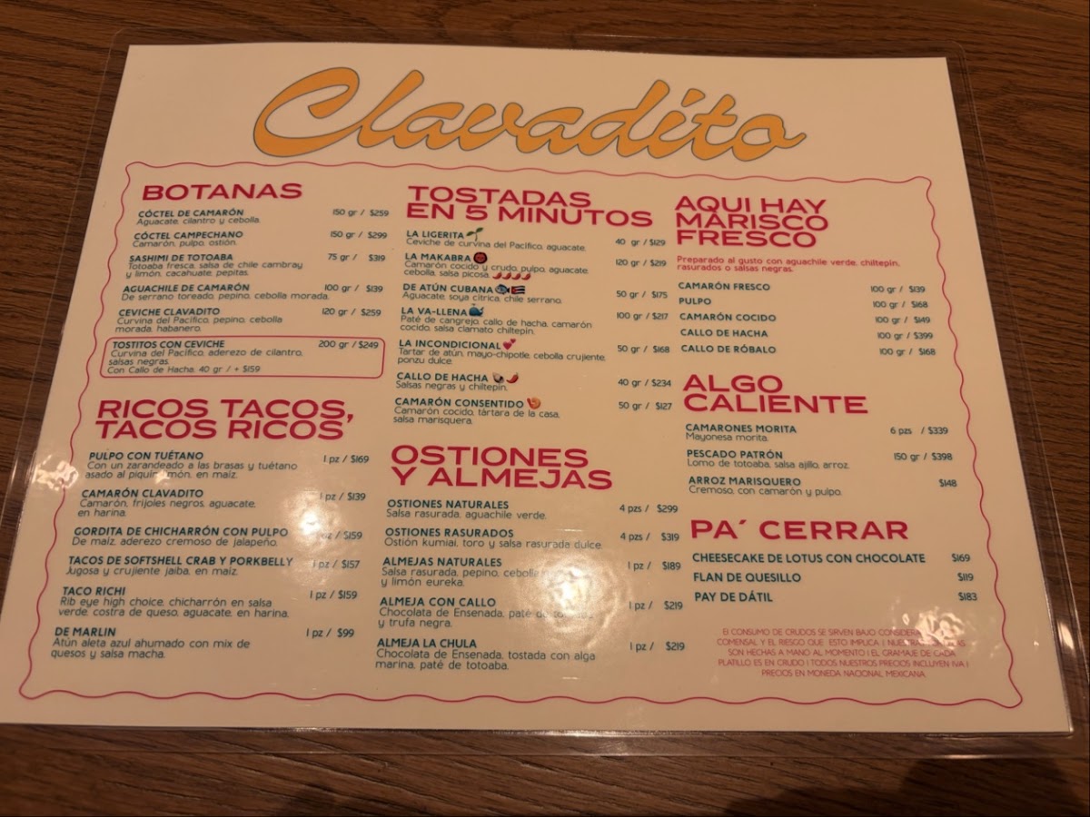 Clavadito Menu - Image 2