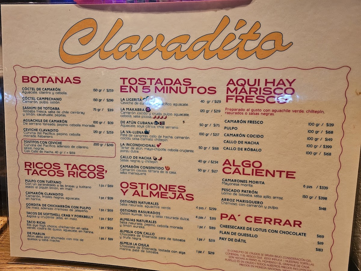 Clavadito Menu - Image 3